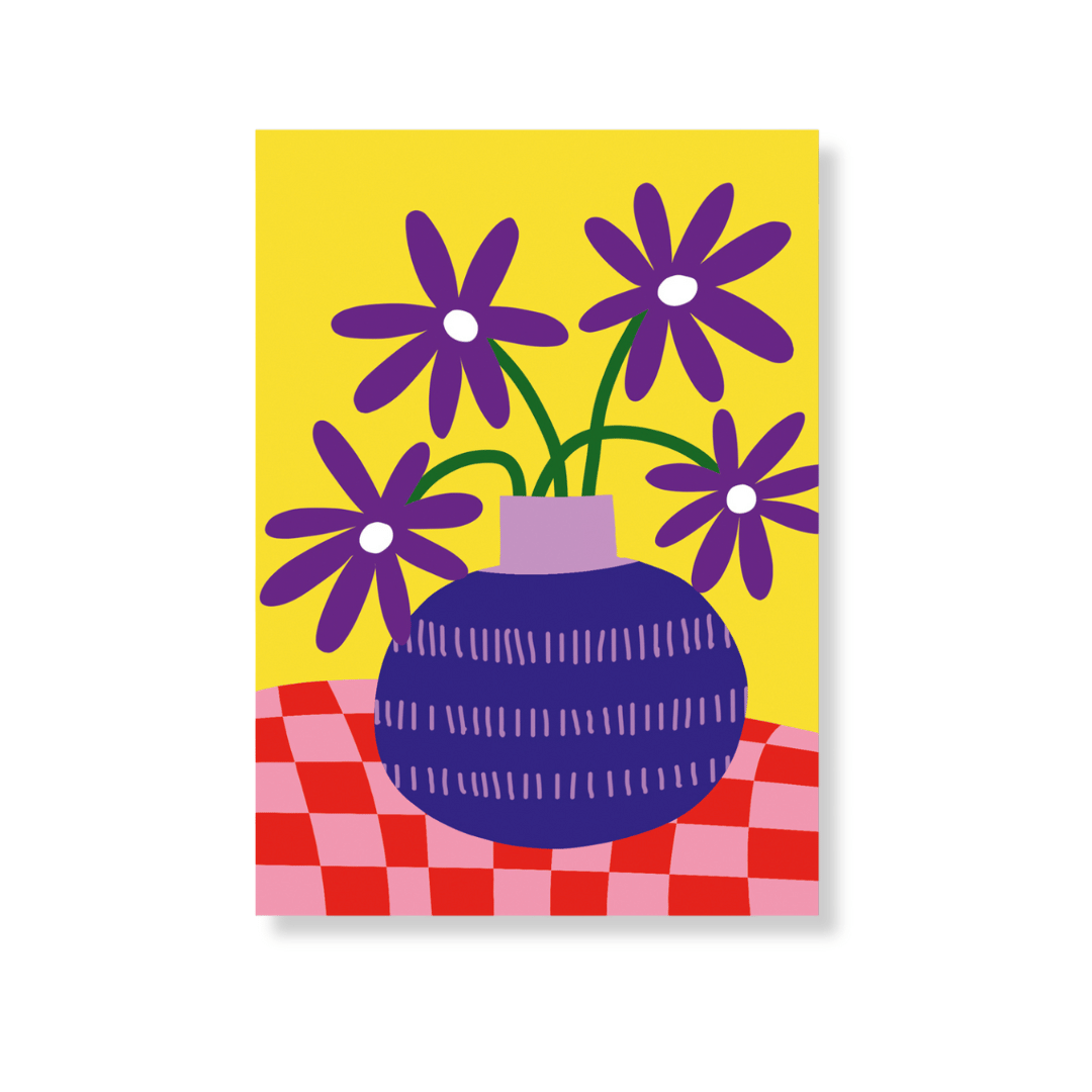 Postkarte Blumenvase Astern