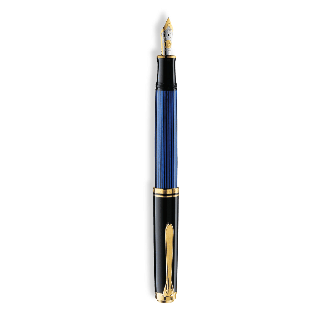 Pelikan Souverän 600 Kolbenfüllhalter – Schwarz-Blau, EF-Feder, Im Geschenketui (Made In Germany)