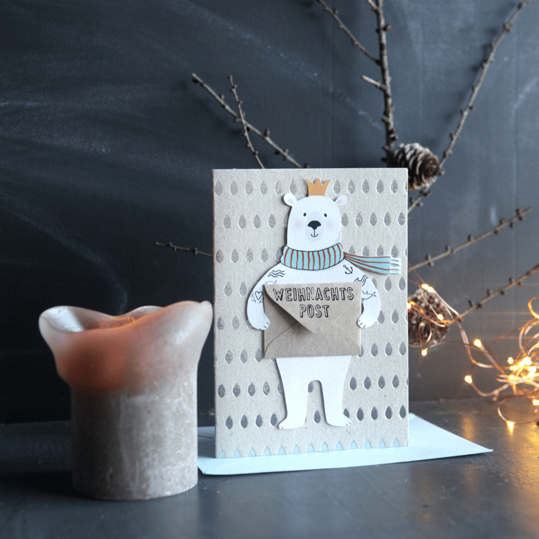 Winter Briefträger Karte, Bär