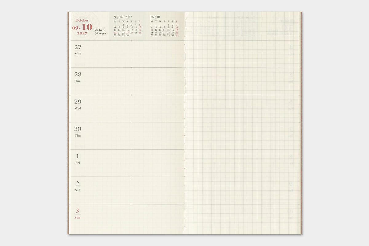 Travelers Notebook - 2027 Kalender, Weekly + Memo regular size