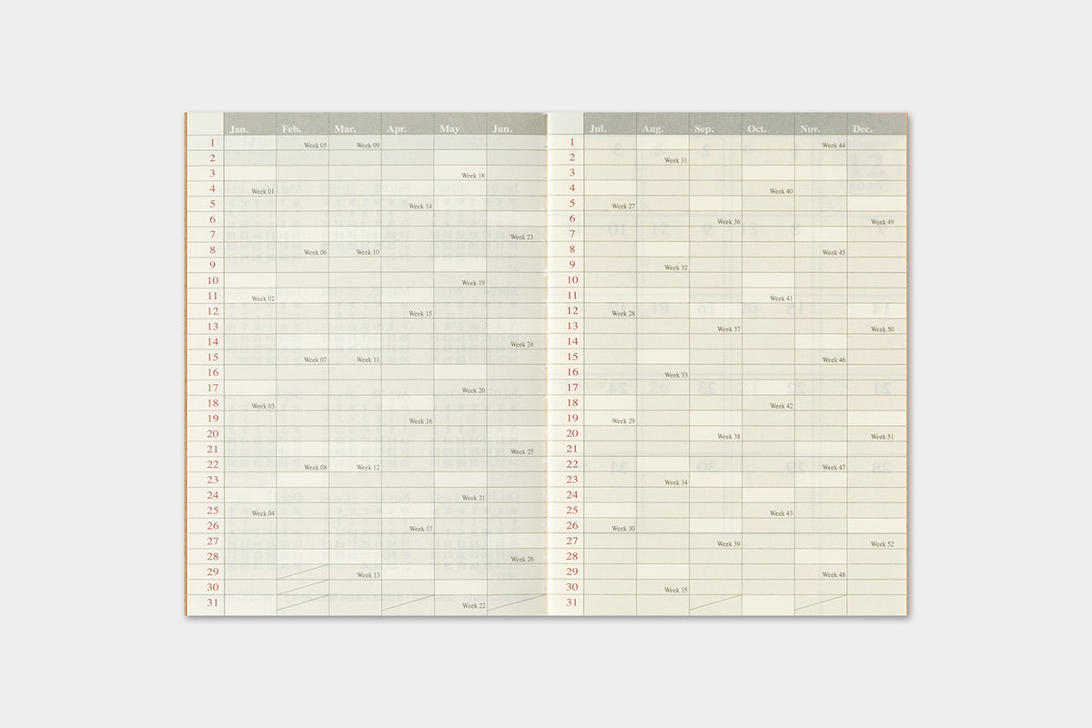 Travelers Notebook - 2027 Kalender, Monthly passport size