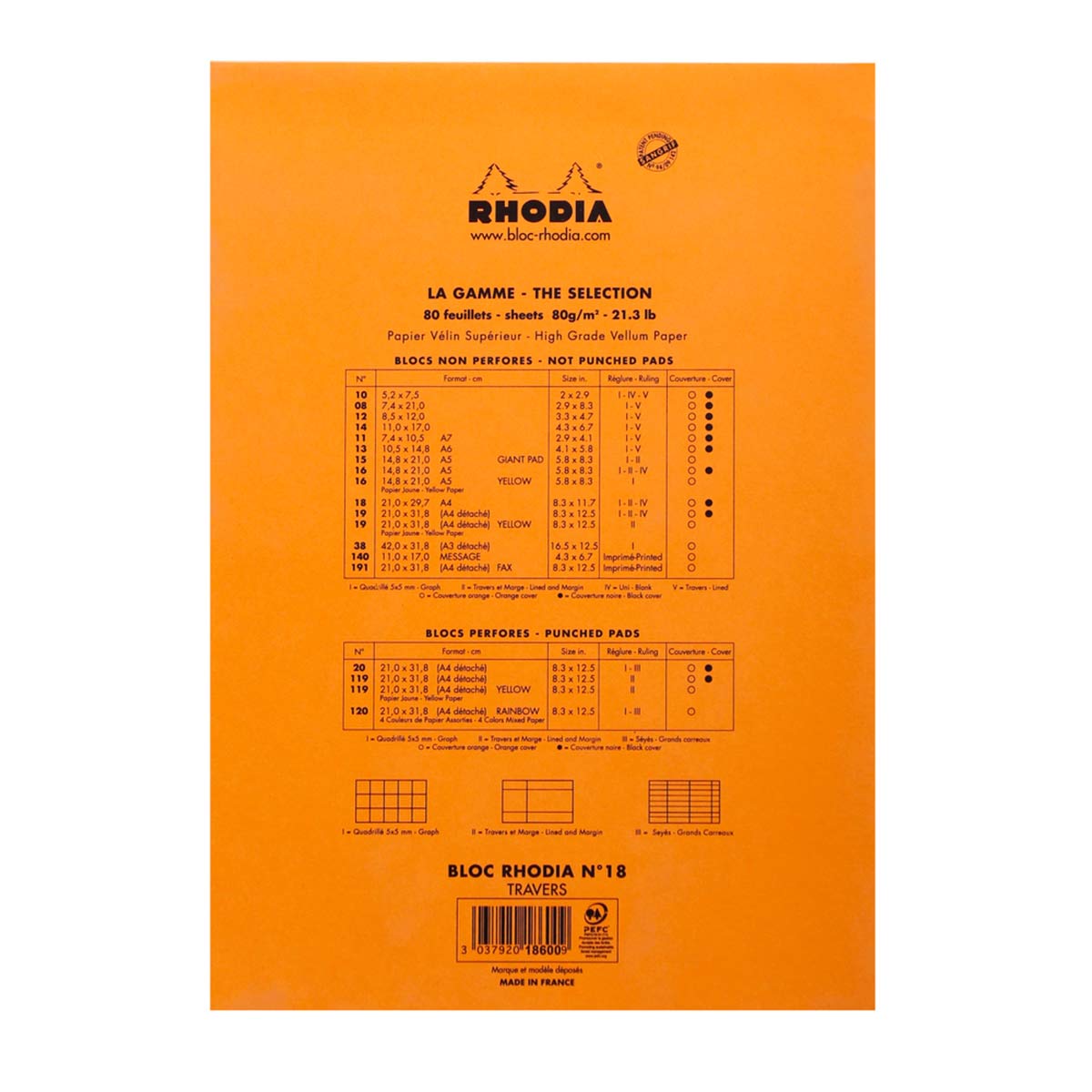 Rhodia - Notizblock A4 No. 18 liniert mit Rand, orange