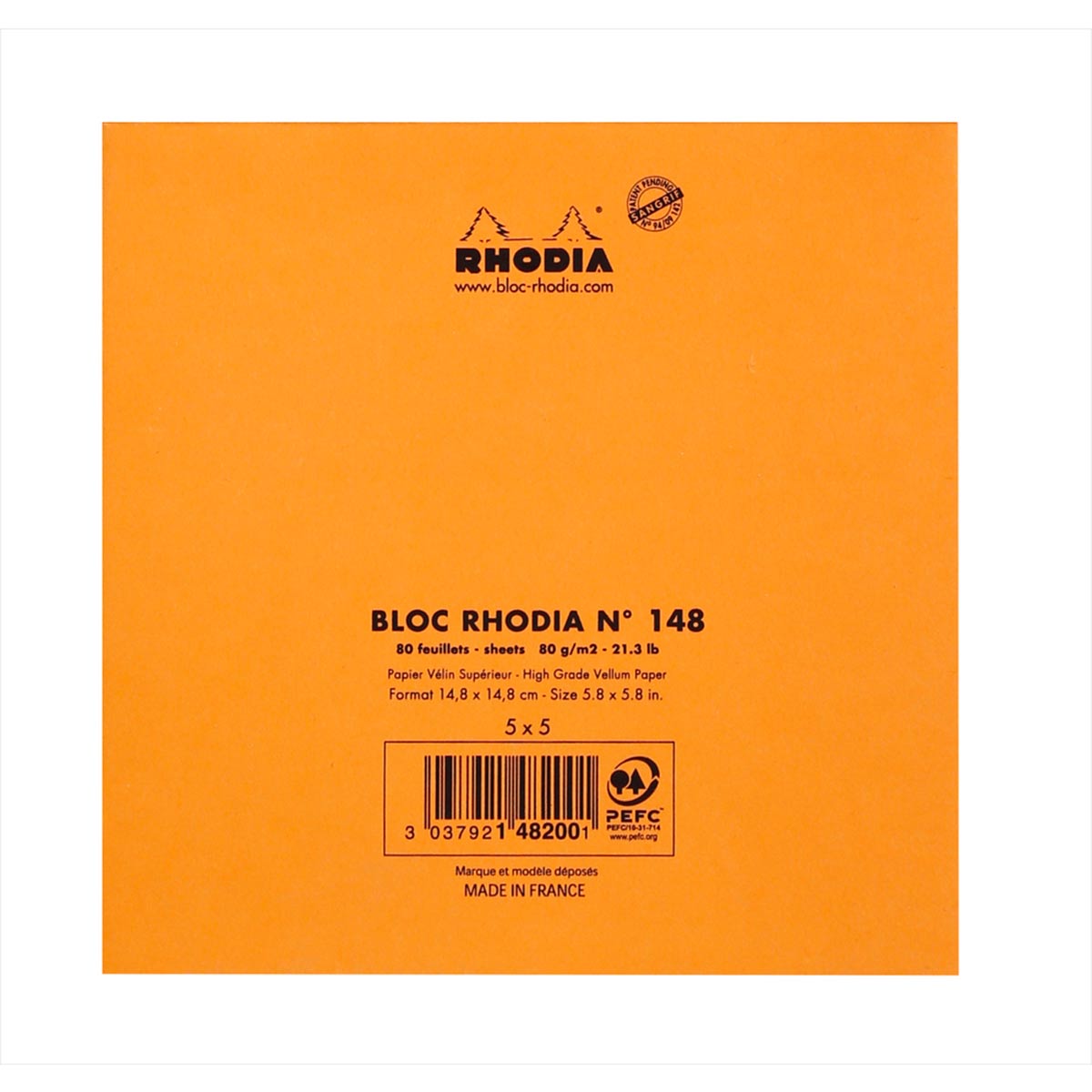 Rhodia - Notizblock Le Carre kariert, orange