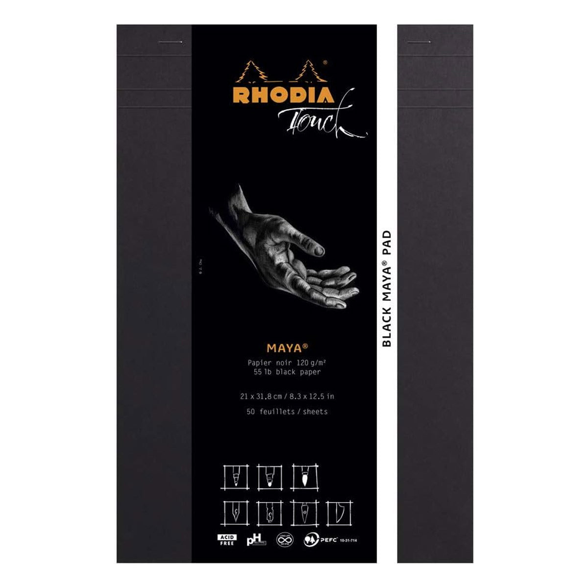Rhodia Touch - Black Maya Notizblock A4+ blanko, schwarz