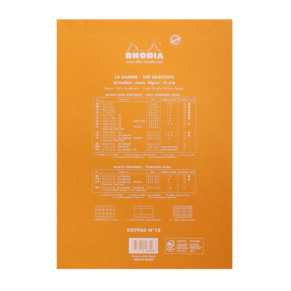 Rhodia Dotpad A4, No. 18 orange