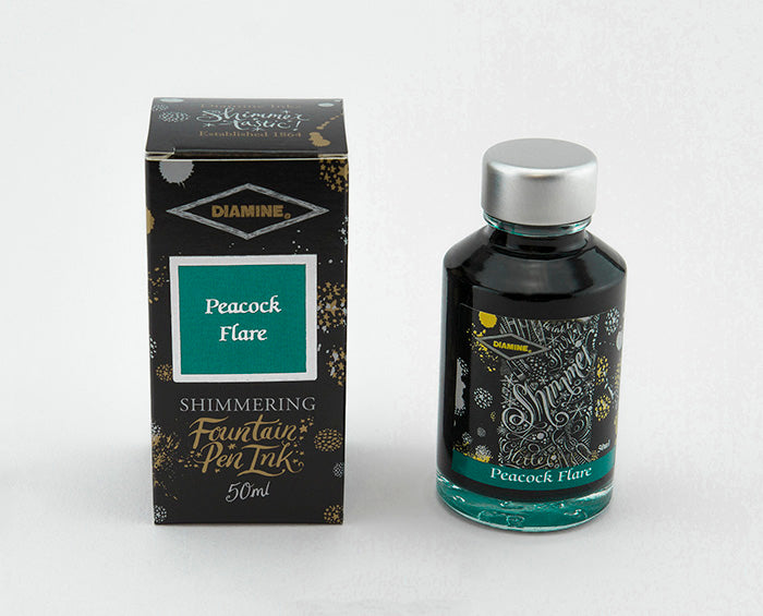 Diamine Shimmer Tinte - Peacock Flare, 50ml Tintenglas