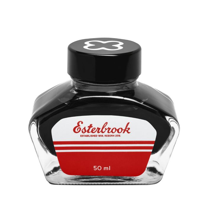 Esterbrook Tinte schwarz in einer 50 ml Glasflasche.