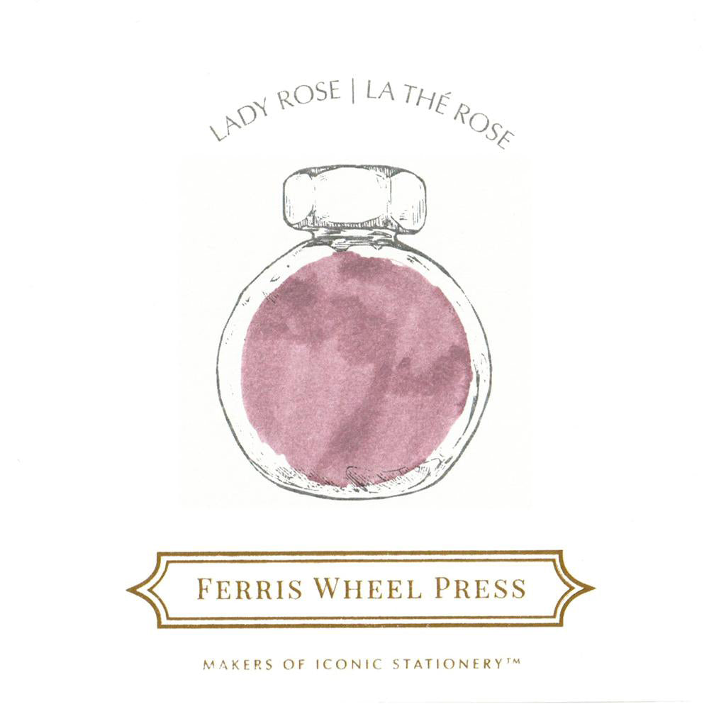 Swatch von Ferris Wheel Lady Rose in einem gezeichneten Tintenglas.