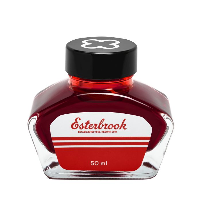 Esterbrook Tinte Rot in einer 50 ml Glasflasche.