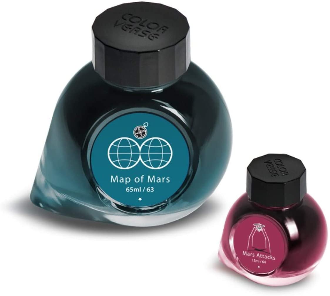65ml Tintenglas der Farbe Map of Mars und 15ml Tintenglas der Farbe Mars Attacks.